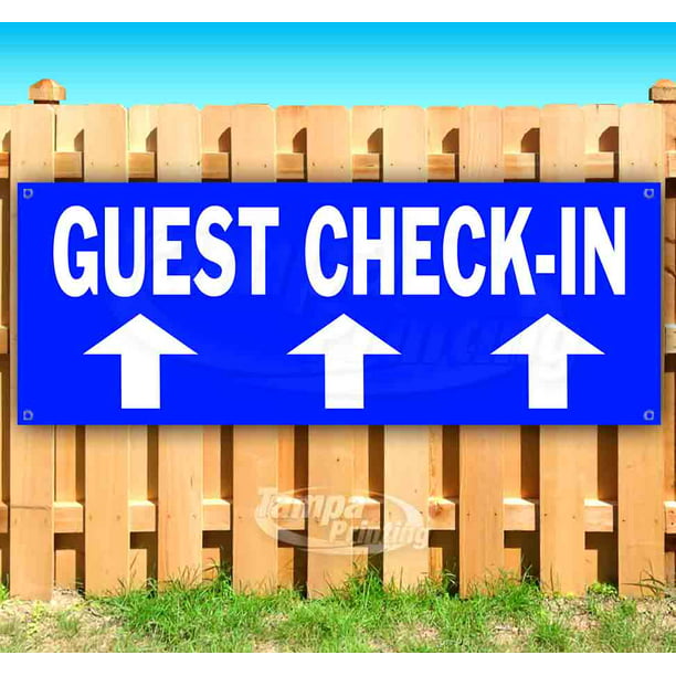 Guest Check-in 13 oz Heavy Duty Vinyl Banner Sign with Metal Grommets Many Sizes Available Store Advertising New Flag, 